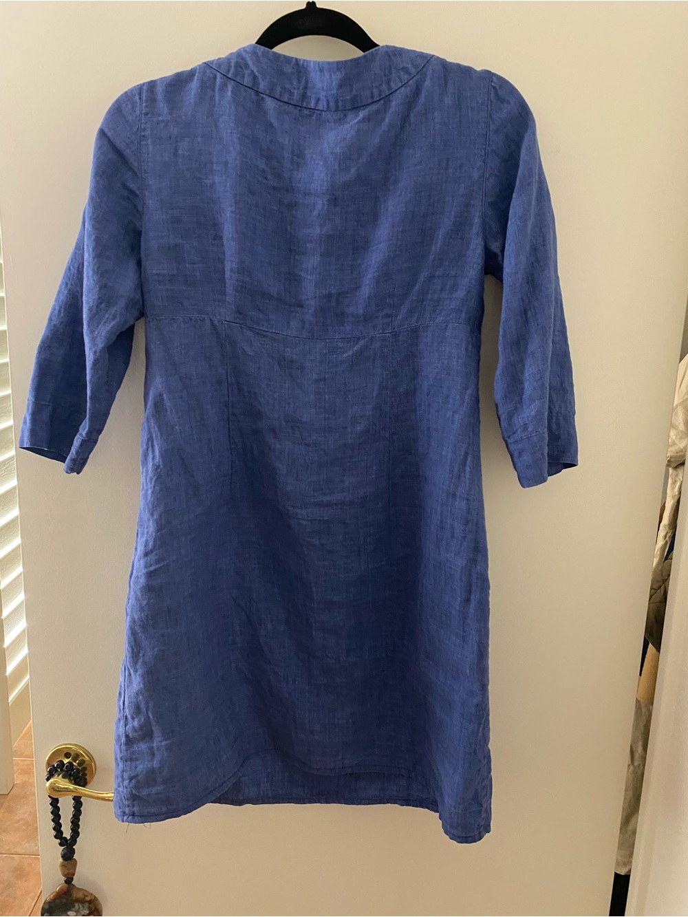 Boden Indigo Blue Linen Long Sleeve Shift Dress
